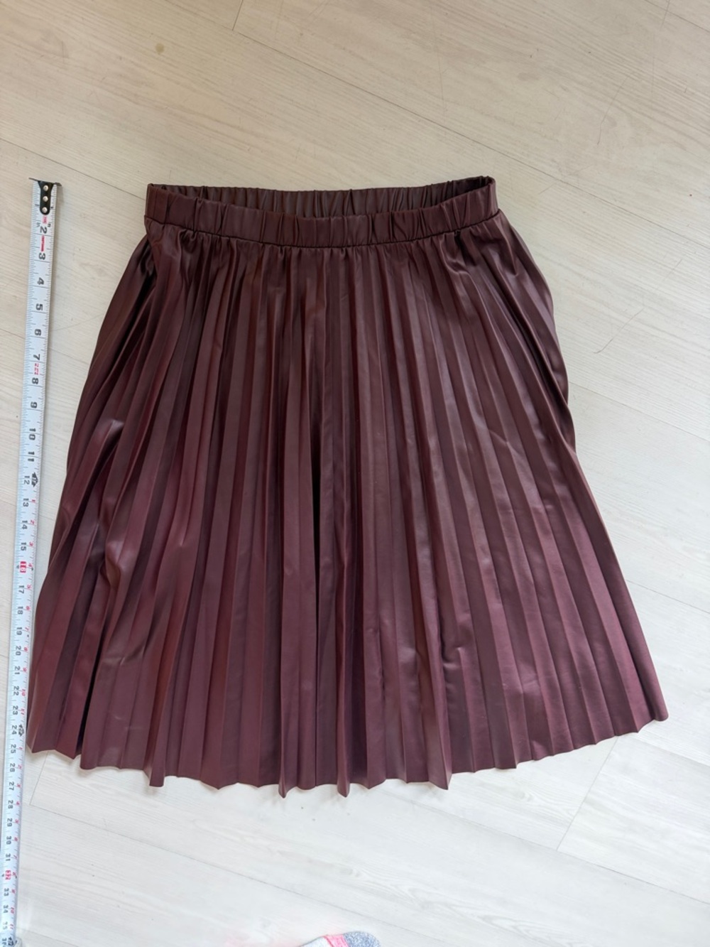 free press Pleated Faux Leather Midi Skirt in Deep Burgundy